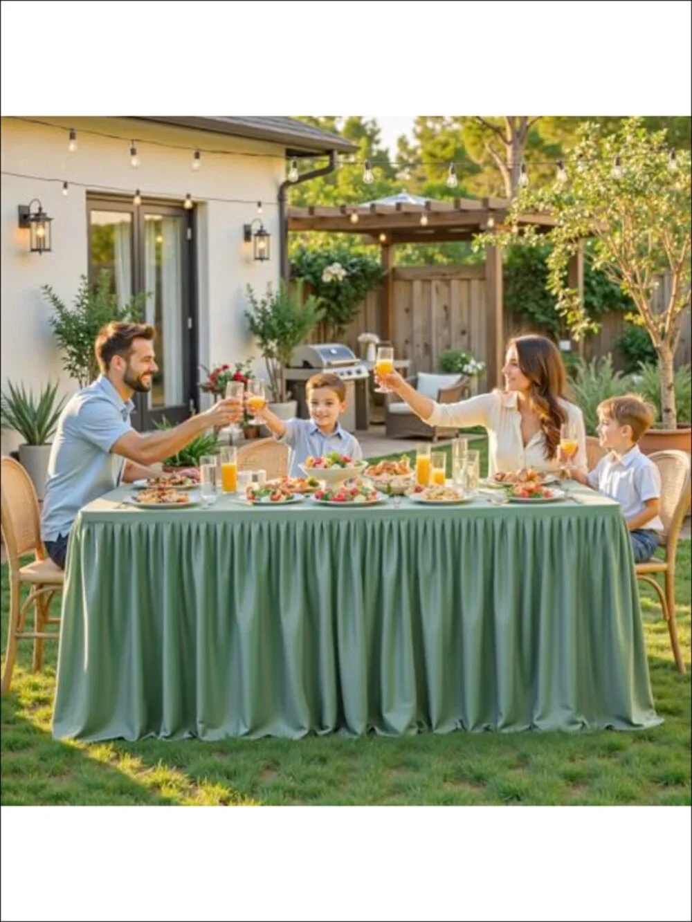 Spandex Tablecloth Fitted Stretch Table Cover with Pleated Ruffle Skirt for